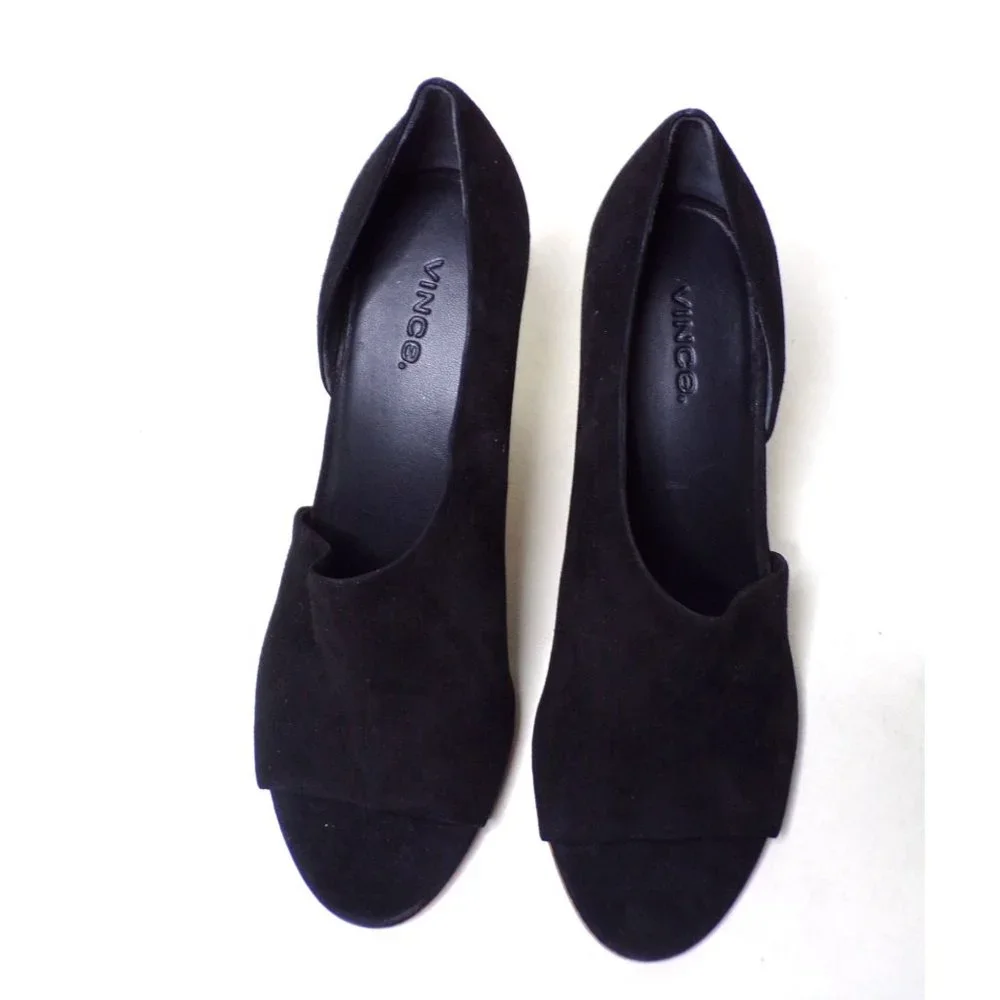 🆕 VINCE Persey Suede Jute Block Heel Pumps Sandal Shoes Black 9 - Picture 11 of 13